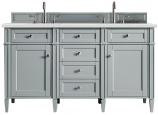 60 Inch Double Sink Bath Vanity in Gray Serena Quartz Top