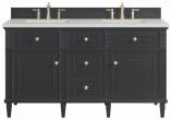 60 Inch Double Sink Bathroom Vanity in Black with Quartz