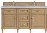 60 Inch Double Sink Bathroom Vanity in Light Oak Quartz Top