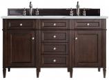 60 Inch Double Sink Bathroom Vanity in Mahogany Quartz Top