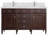 60 Inch Double Sink Bathroom Vanity in Mahogany White Quartz