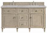 60 Inch Double Sink Bathroom Vanity in Oak with Quartz Top