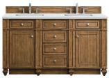 60 Inch Double Sink Bathroom Vanity in Saddle Brown