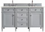 *60 Inch Double Sink Bathroom Vanity in Urban Gray Quartz Top