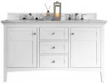 60 Inch Double Sink Bathroom Vanity in White Pearl Quartz