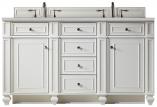 60 Inch Double Sink Bathroom Vanity in White Serena Quartz