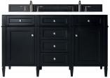 60 Inch Double Sink Black Bathroom Vanity White Quartz