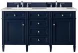 60 Inch Double Sink Blue Bathroom Vanity Serena Quartz