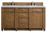 60 Inch Double Sink Brown Bathroom Vanity Carrara Marble