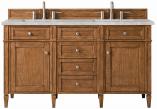 60 Inch Double Sink Brown Bathroom Vanity Silver Quartz Top