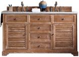 60 Inch Small Rustic Double Sink Bathroom Vanity | Custom Top