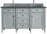 60 Inch Double Sink Gray Bathroom Vanity Charcoal Quartz