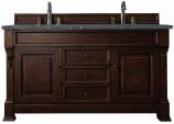 60 Inch Double Sink Mahogany Bathroom Vanity Bleu Quartz