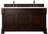 60 Inch Double Sink Mahogany Bathroom Vanity Pearl Quartz