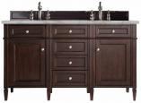 60 Inch Double Sink Mahogany Bathroom Vanity Silver Quartz