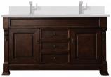 60 Inch Double Sink Mahogany Bathroom Vanity White Quartz