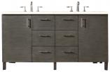 60 Inch Double Sink Silver Oak Bathroom Vanity Marfil Quartz