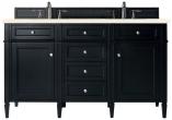 60 Inch Double Sink Vanity in Black Onyx Marfil Quartz Top