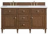 60 Inch Double Sink Walnut Bathroom Vanity White Quartz