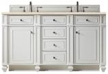 60 Inch Double Sink White Bathroom Vanity Marfil Quartz