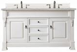 60 Inch Double Sink White Bathroom Vanity Silver Quartz