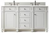 60 Inch Double Sink White Bathroom Vanity White Zeus Quartz