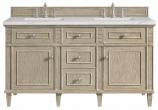 60 Inch Double Sink Whitewashed Oak Bathroom Vanity