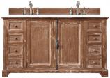 60 Inch Driftwood Double Sink Bathroom Vanity White Quartz