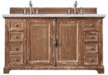 60 Inch Driftwood Double Sink Farmhouse Vanity Noctis Quartz