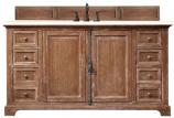 60 Inch Driftwood Single Sink Bathroom Vanity Marfil Quartz