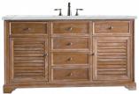 60 Inch Driftwood Single Sink Farmhouse Bath Vanity Quartz