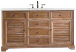 60 Inch Driftwood Single Sink Farmhouse Vanity Pearl Quartz