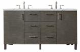 60 Inch Dual Mount Silver Oak Double Sink Bathroom Vanity