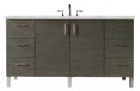 60 Inch Dual Mount Silver Oak Single Sink Bathroom Vanity