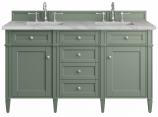 60 Inch Farmhouse Double Sink Bathroom Vanity Silver Quartz