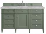 60 Inch Farmhouse Single Sink Bathroom Vanity Silver Quartz