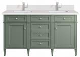 60 Inch Farmhouse Smokey Celadon Double Sink Bathroom Vanity