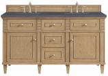 60 Inch Freestanding Double Sink Bath Vanity in Light Oak