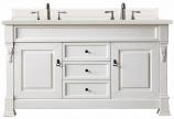 60 Inch Freestanding White Double Sink Bath Vanity Quartz