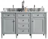 60 Inch Gray Double Sink Bathroom Vanity Carrara Marble