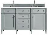 *60 Inch Gray Double Sink Bathroom Vanity White Quartz