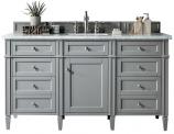 60 Inch Gray Single Sink Bathroom Vanity Carrara Marble