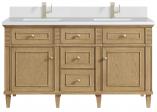 60 Inch Light Oak Double Bathroom Vanity Quartz Top