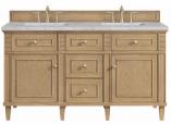 60 Inch Light Oak Double Bathroom Vanity Silver Quartz