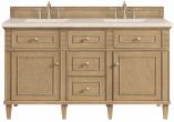 60 Inch Light Oak Double Sink Bath Vanity Marfil Quartz Top