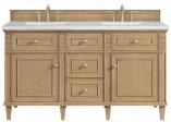 60 Inch Light Oak Double Sink Vanity Solid Surface Top