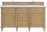 60 Inch Light Oak Double Vanity with Quartz Countertop