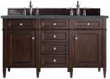 60 Inch Mahogany Double Sink Bathroom Vanity Bleu Quartz