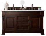 60 Inch Mahogany Double Sink Bathroom Vanity Carrara Marble