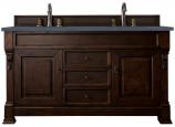 60 Inch Mahogany Double Sink Bathroom Vanity Charcoal Quartz